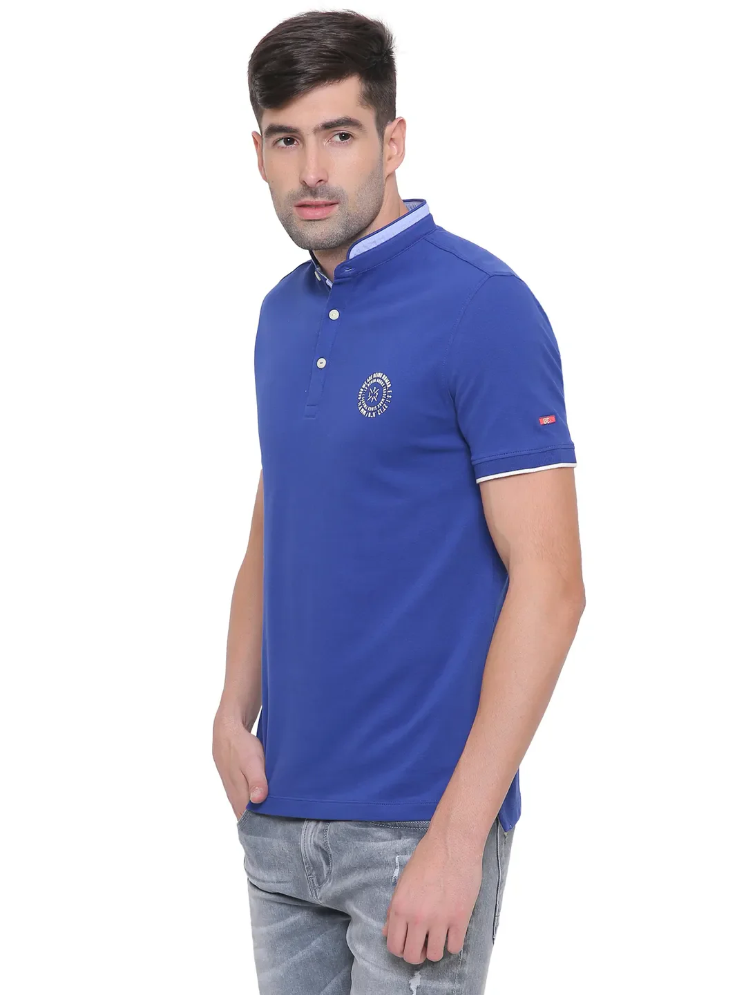Blue Regular Fit Men's Polo T-Shirt by Being Human Clothing - Image 3