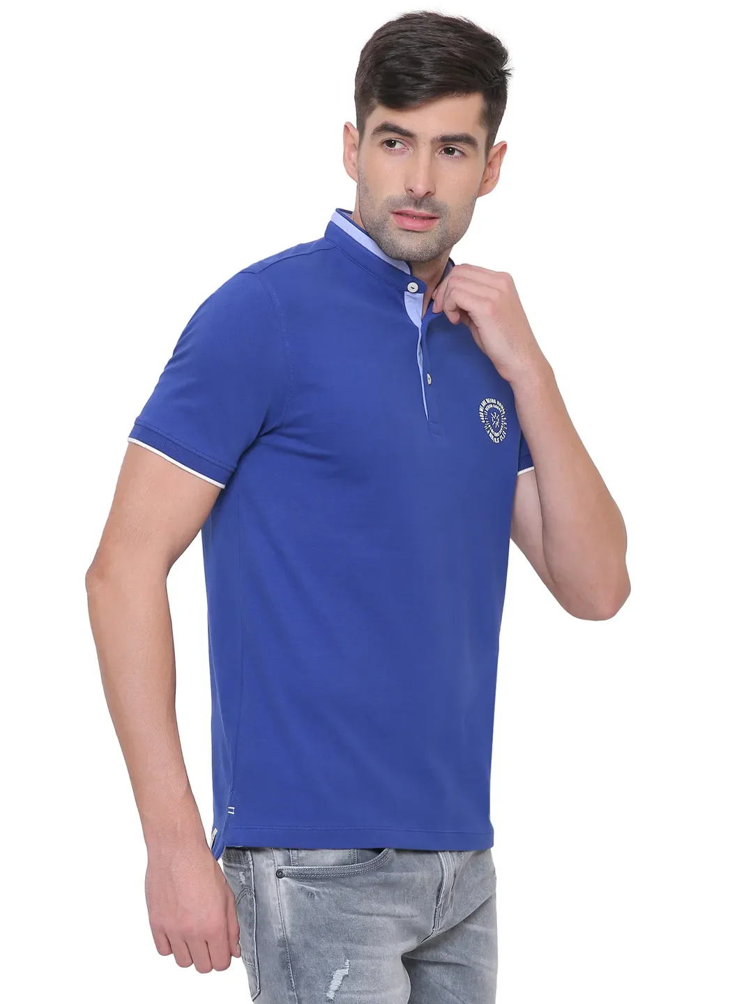 Blue Regular Fit Men's Polo T-Shirt by Being Human Clothing - Image 4
