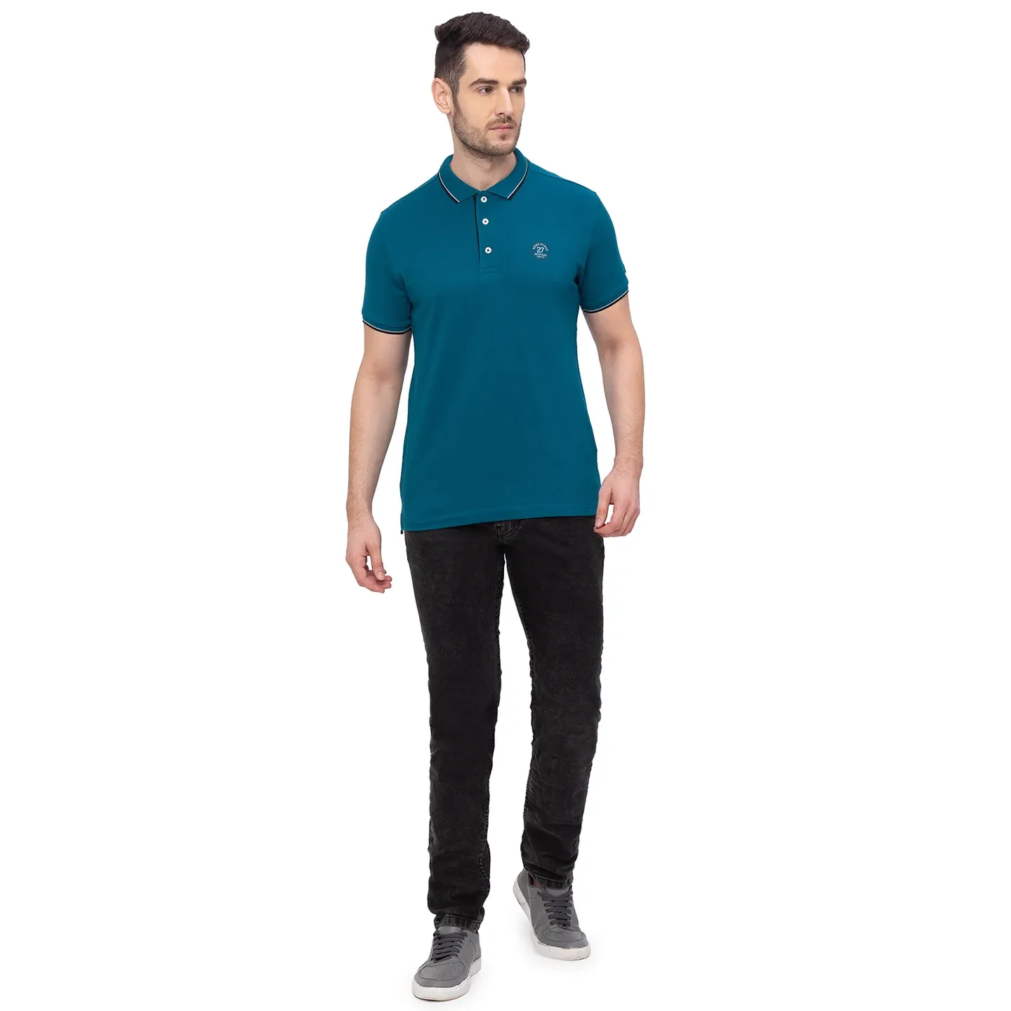 Blue Regular Fit Men's Polo T-Shirt by Being Human Clothing - Image 5