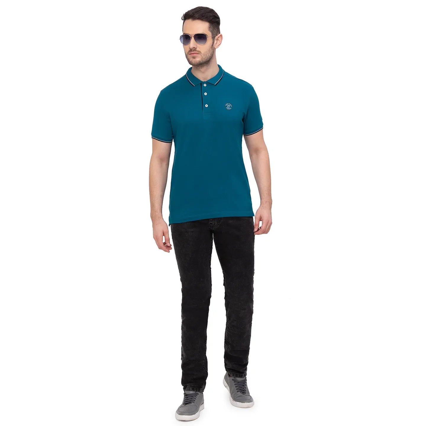 Blue Regular Fit Men's Polo T-Shirt by Being Human Clothing - Image 6