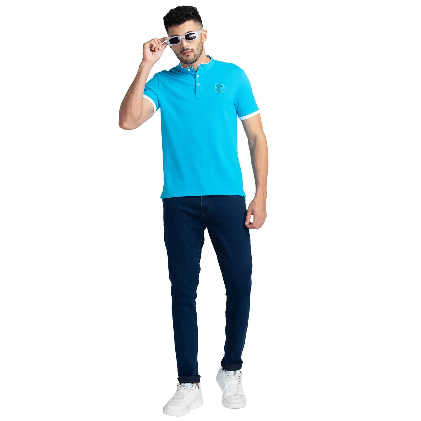 Blue Regular Fit Men's Polo T-Shirt by Being Human Clothing - Image 6