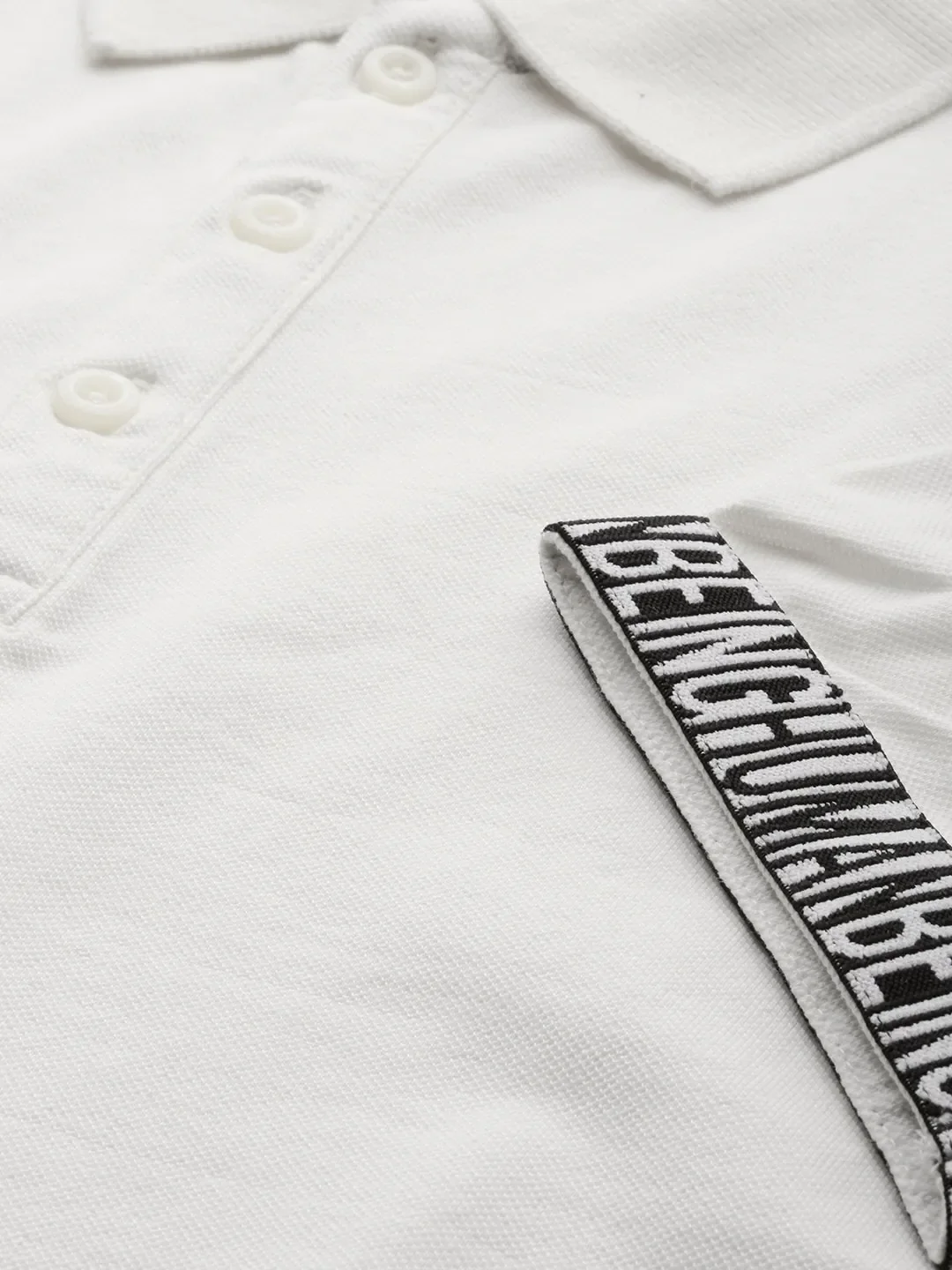 White Regular Fit Men's Polo T-Shirt by Being Human Clothing - Image 4