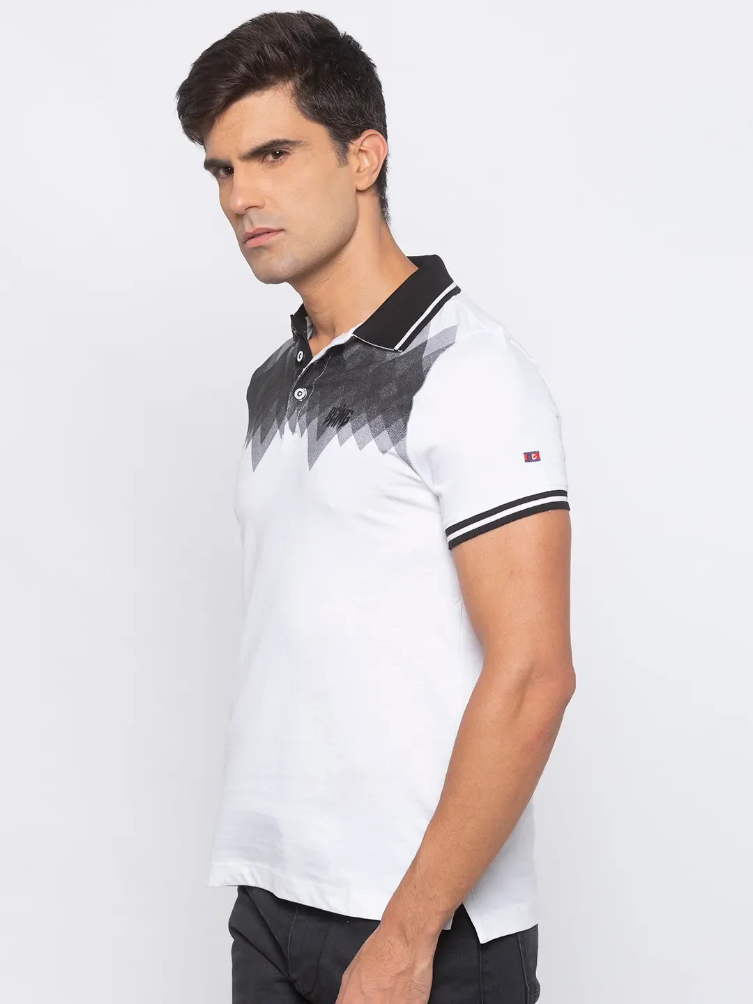 White Regular Fit Men's Polo T-Shirt by Being Human Clothing - Image 2