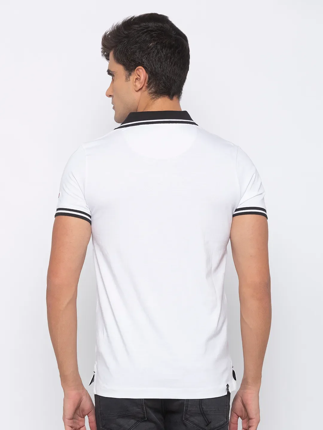 White Regular Fit Men's Polo T-Shirt by Being Human Clothing - Image 3