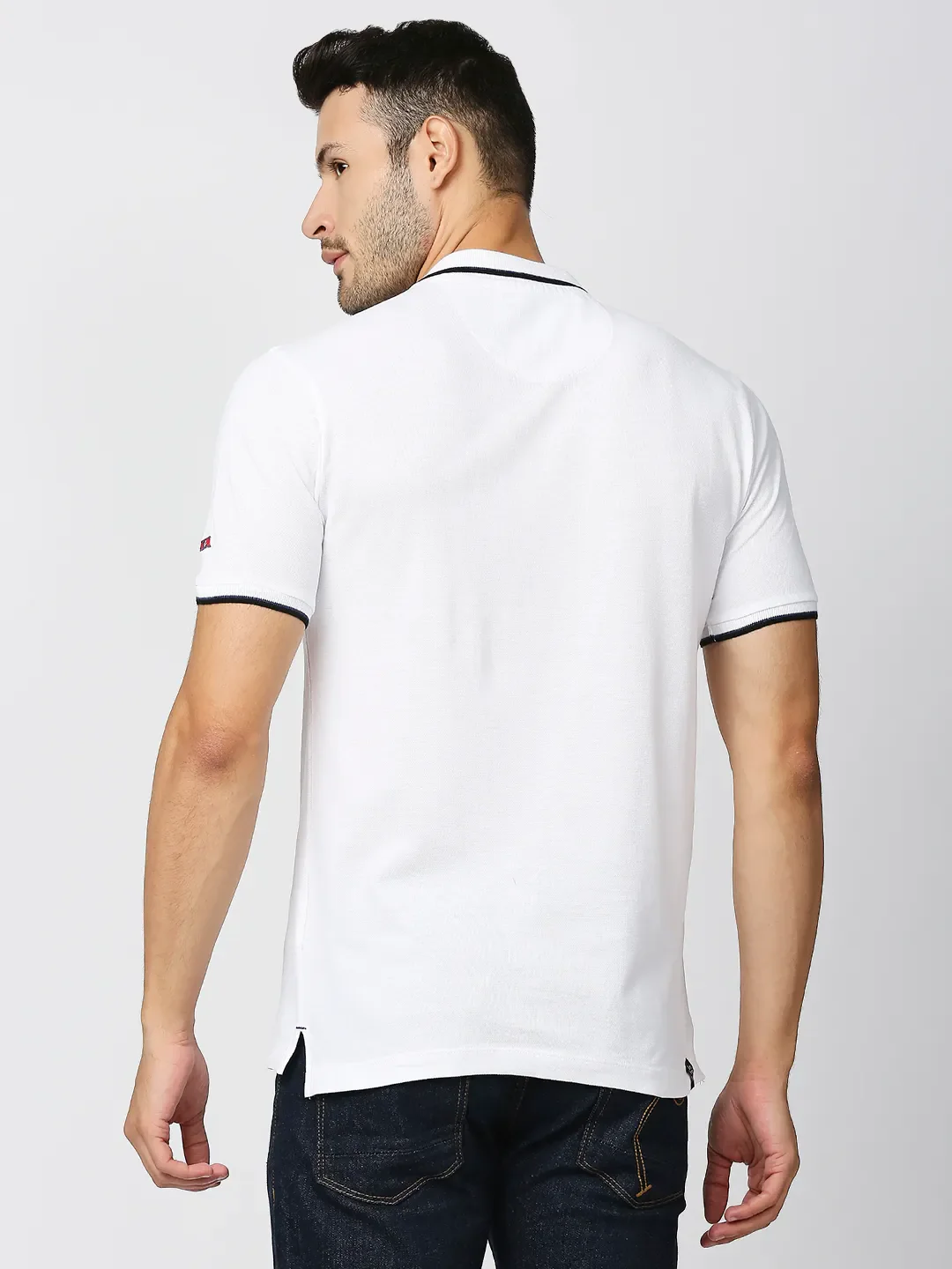 White Regular Fit Men's Polo T-Shirt by Being Human Clothing - Image 4