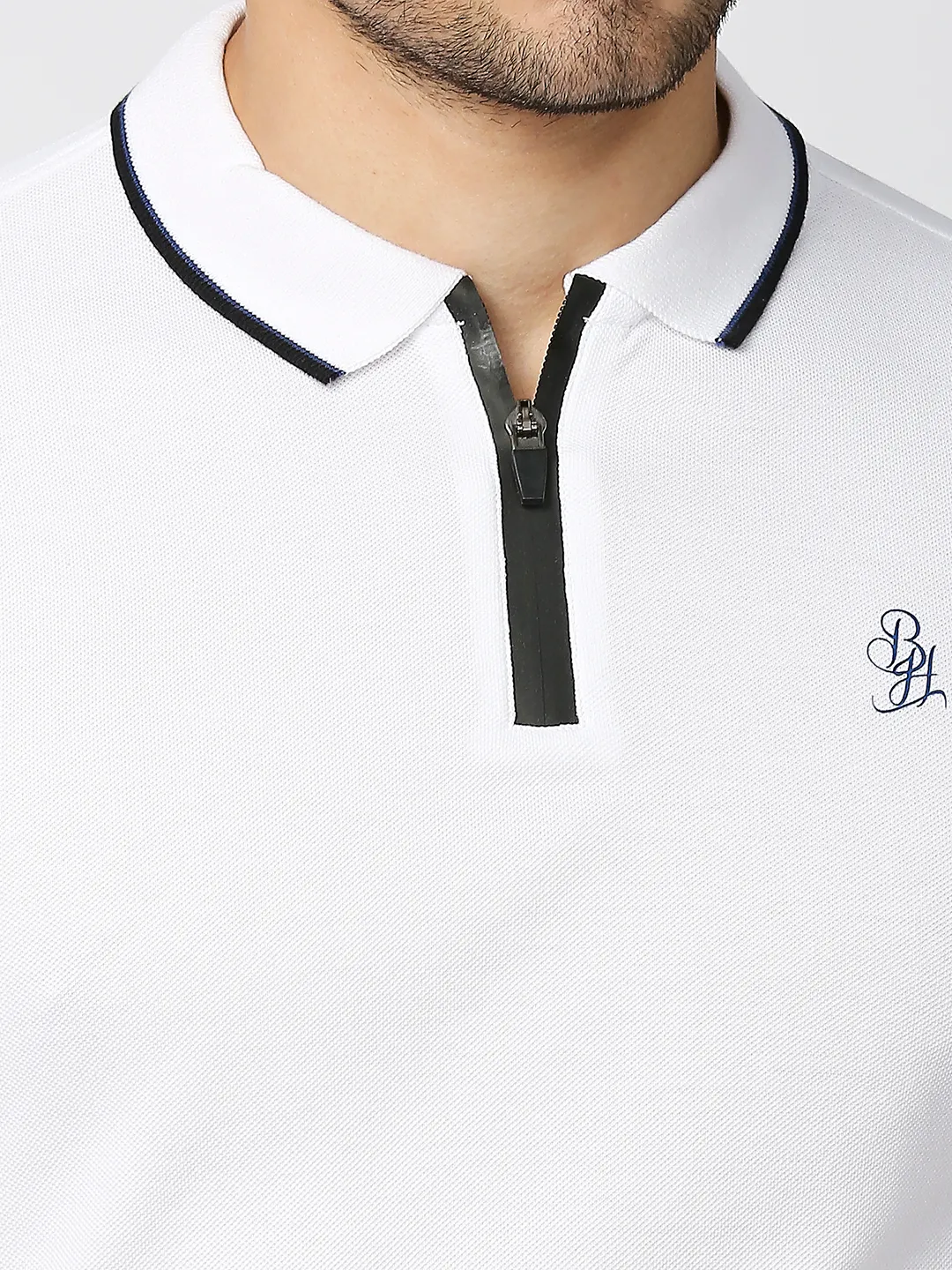 White Regular Fit Men's Polo T-Shirt by Being Human Clothing - Image 5