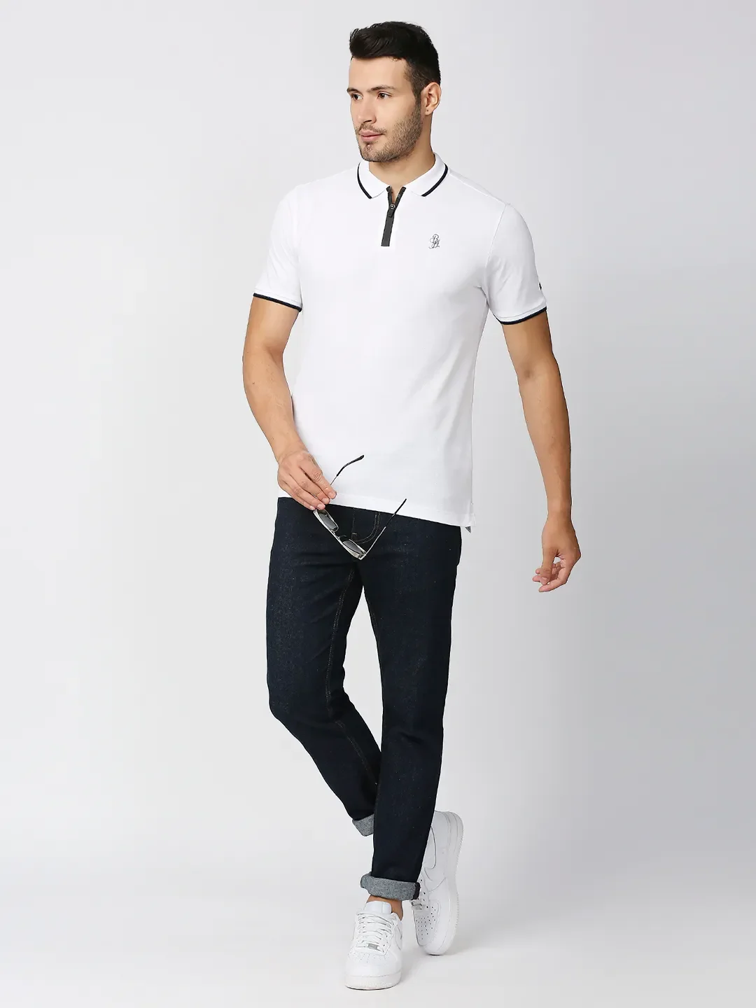 White Regular Fit Men's Polo T-Shirt by Being Human Clothing - Image 6