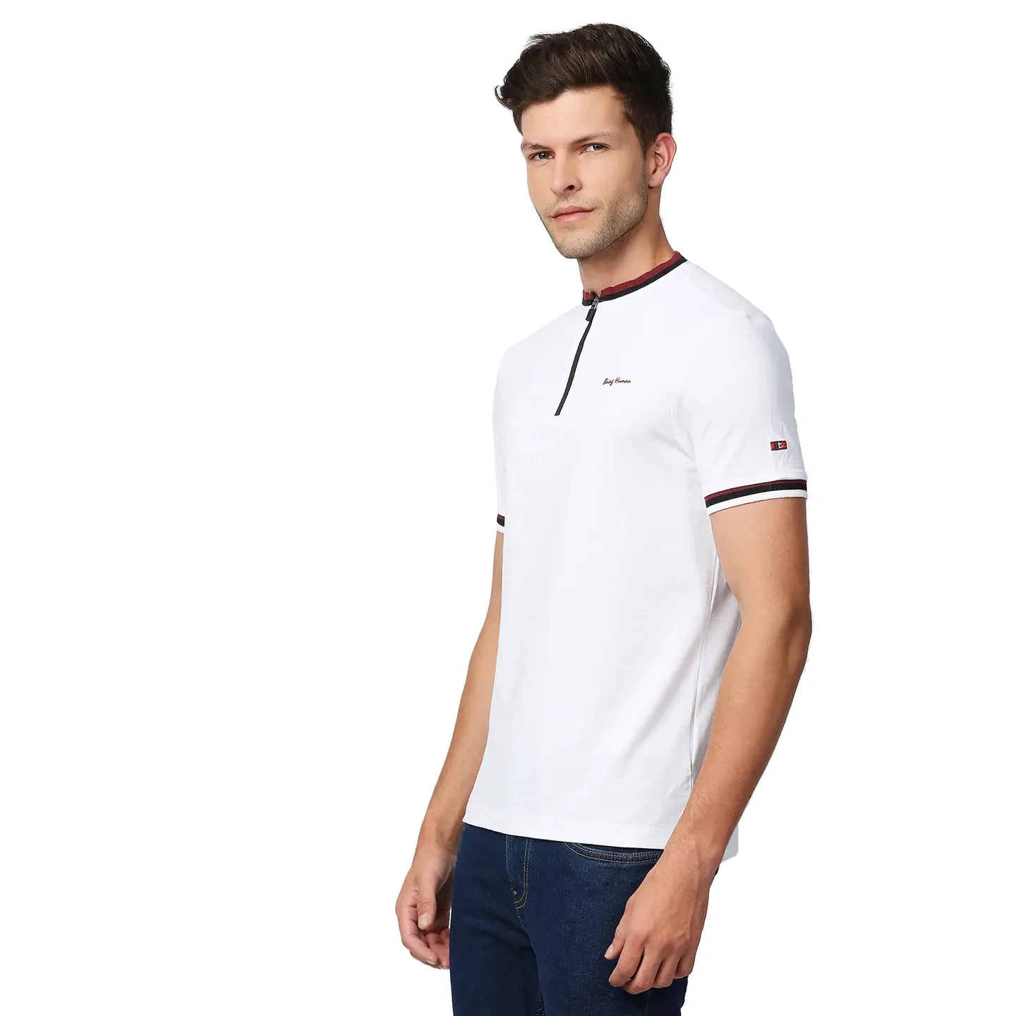 White Regular Fit Men's Polo T-Shirt by Being Human Clothing - Image 2