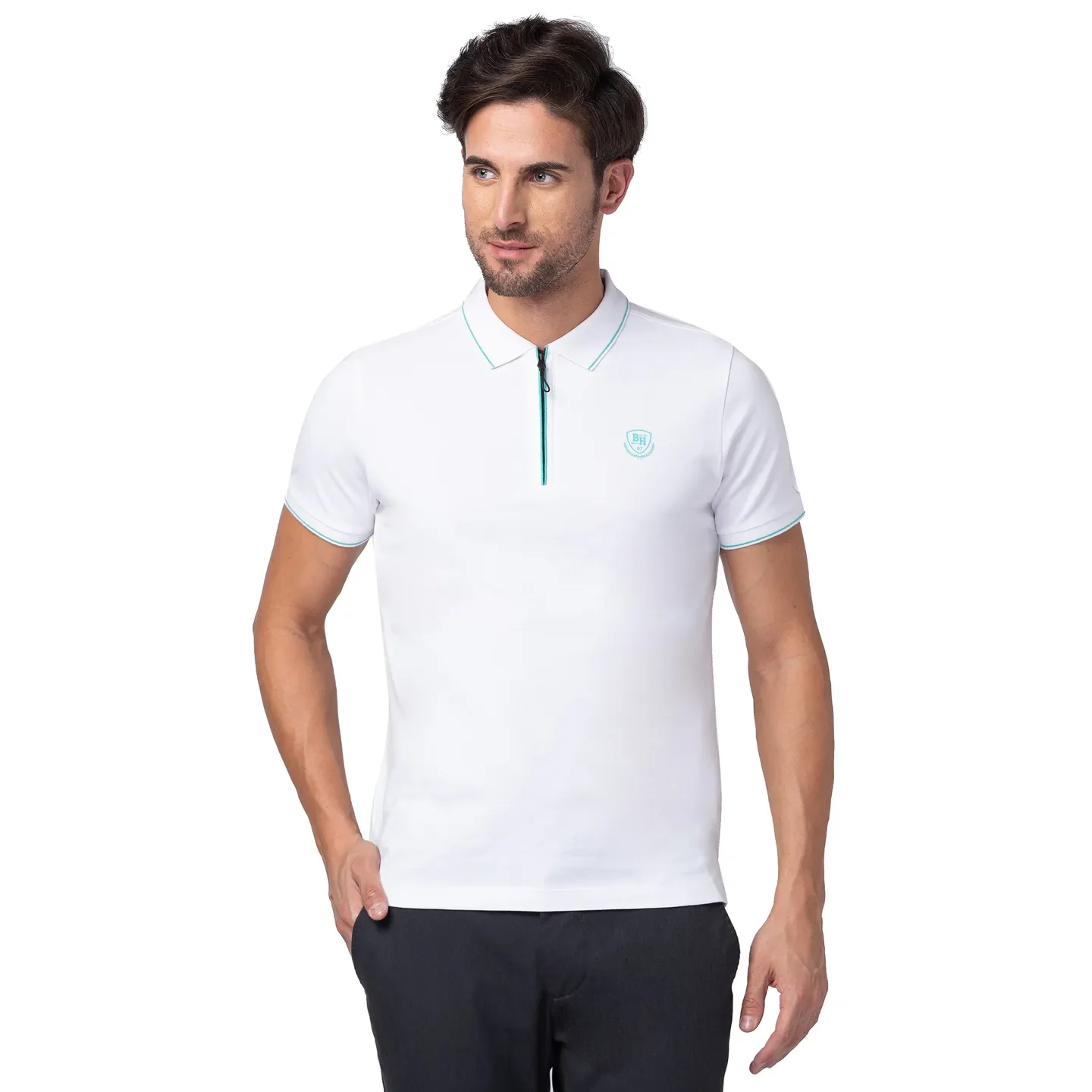White Regular Fit Men's Polo T-Shirt by Being Human Clothing