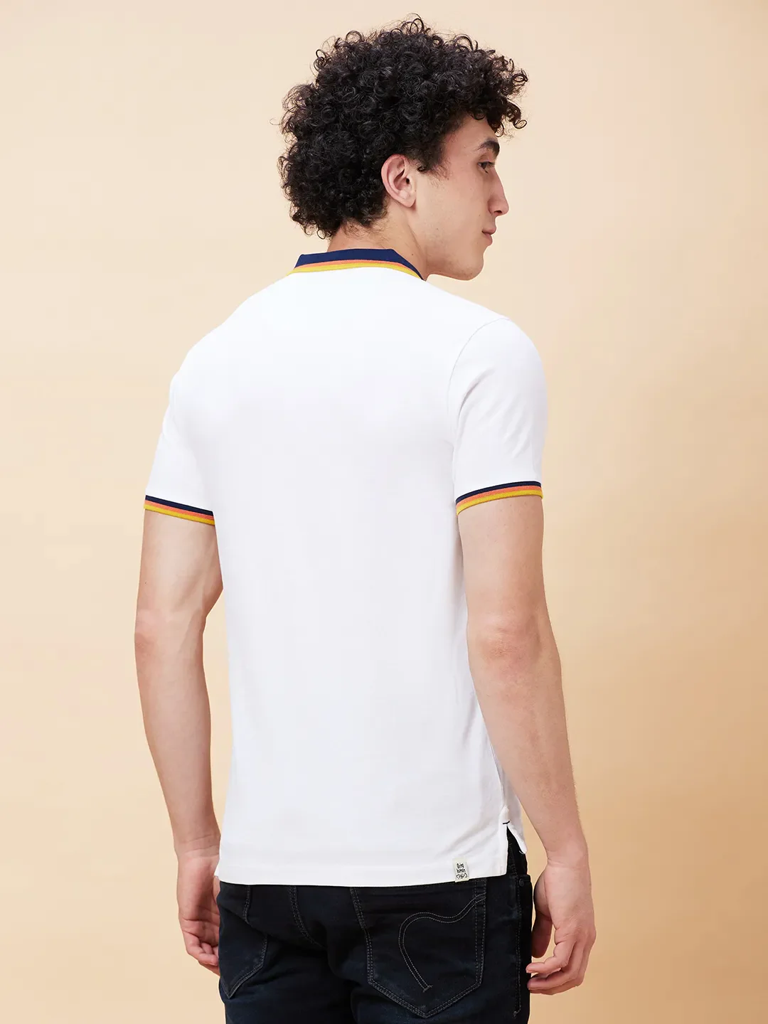 White Regular Fit Men's Polo T-Shirt by Being Human Clothing - Image 4
