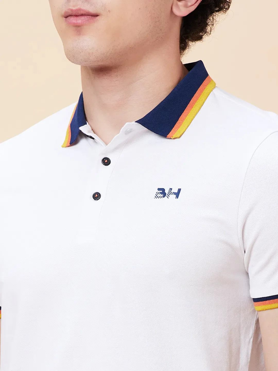 White Regular Fit Men's Polo T-Shirt by Being Human Clothing - Image 5