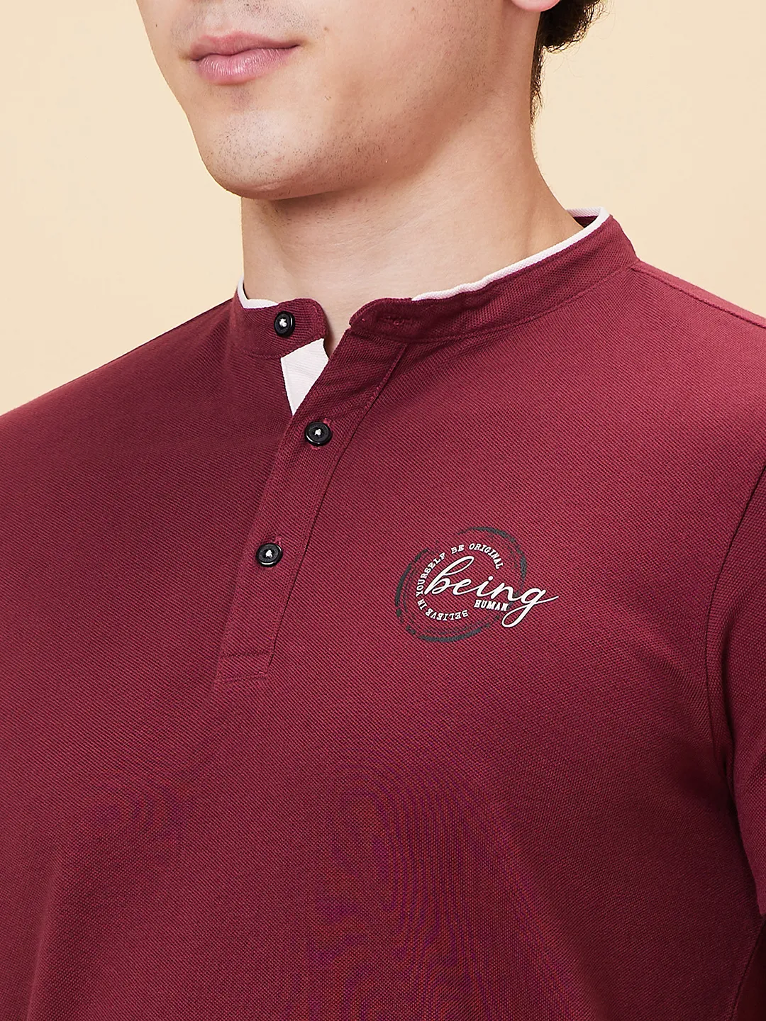 Red Regular Fit Men's Polo T-Shirt by Being Human Clothing - Image 4