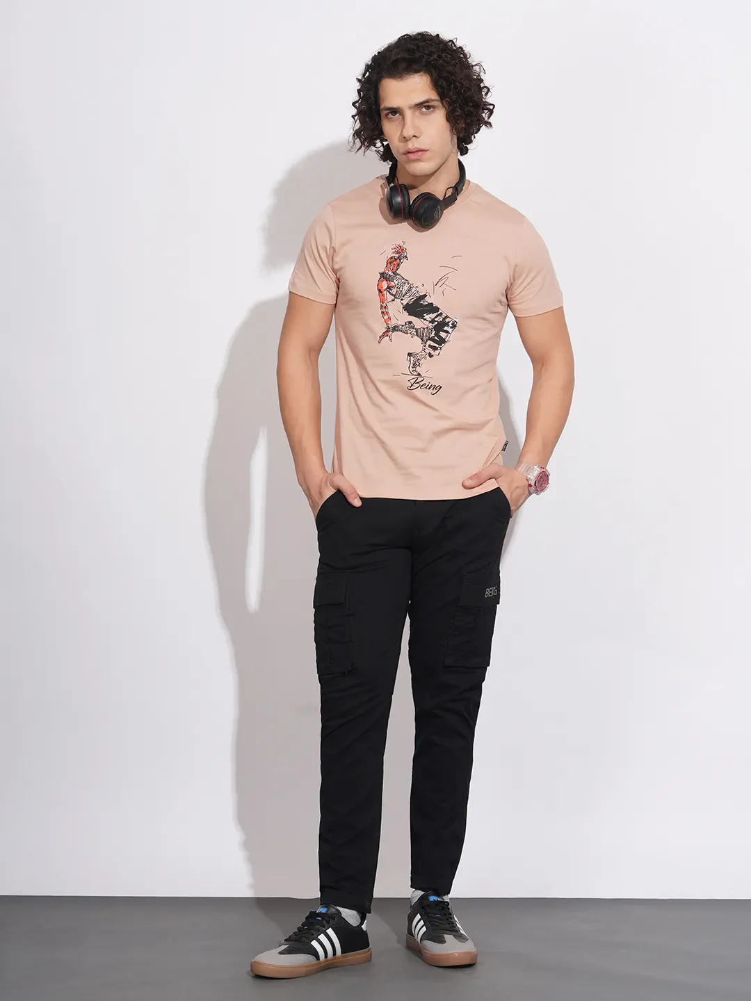 Beige Regular Fit Men's T-Shirt by Being Human Clothing - Image 4
