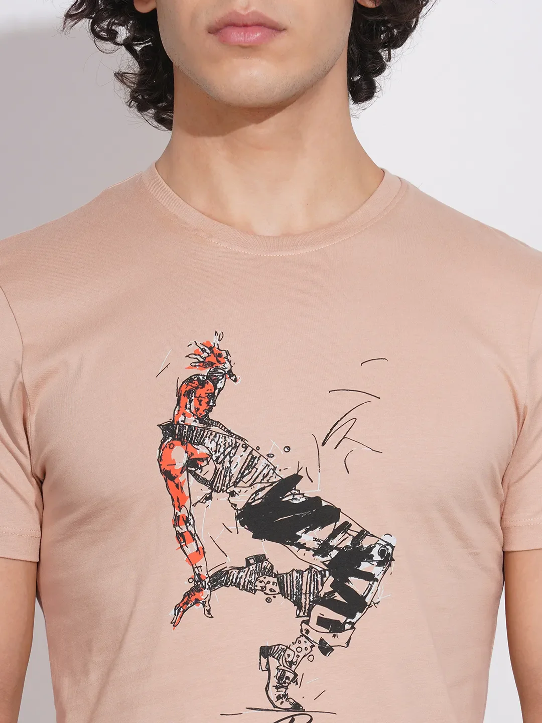 Beige Regular Fit Men's T-Shirt by Being Human Clothing - Image 5