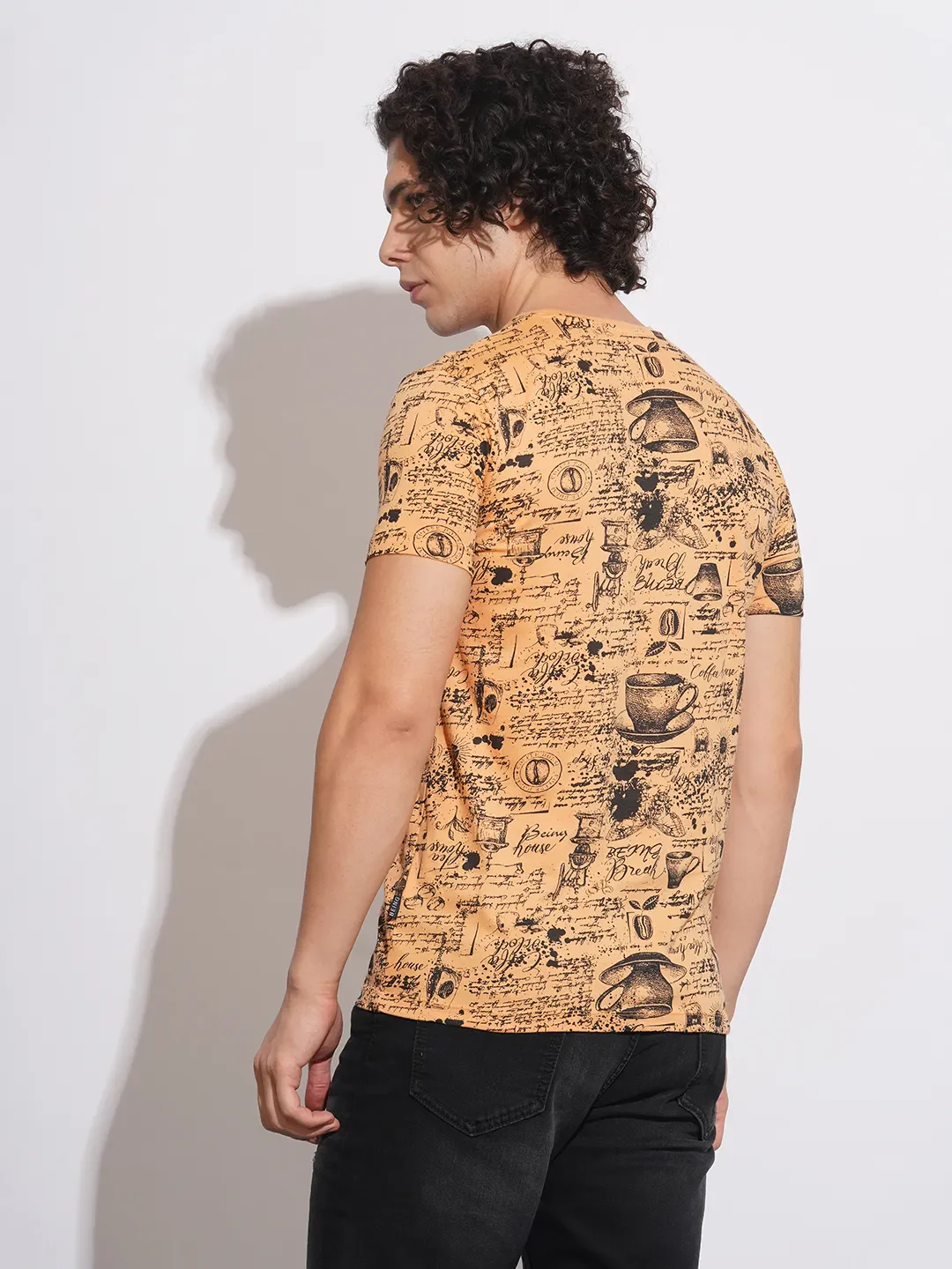 Beige Regular Fit Men's Short Sleeves T-Shirt by Being Human Clothing - Image 3