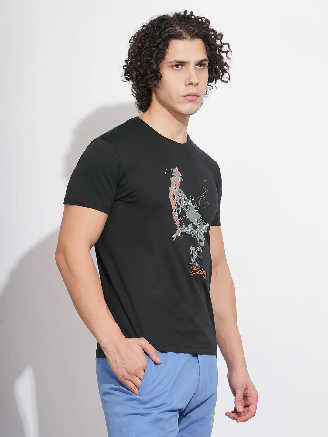 Black Regular Fit Men's T-Shirt by Being Human Clothing - Image 2