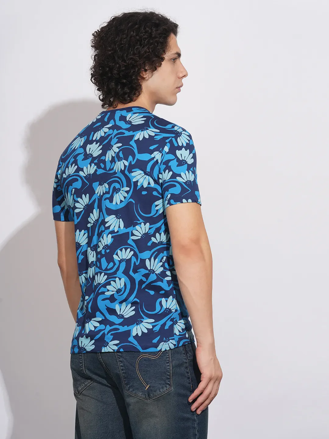 Blue Regular Fit Men's Short Sleeves T-Shirt by Being Human Clothing - Image 3
