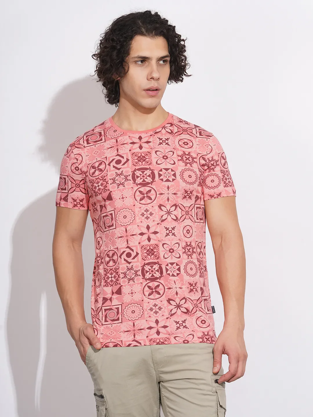 Pink Regular Fit Men's Short Sleeves T-Shirt by Being Human Clothing