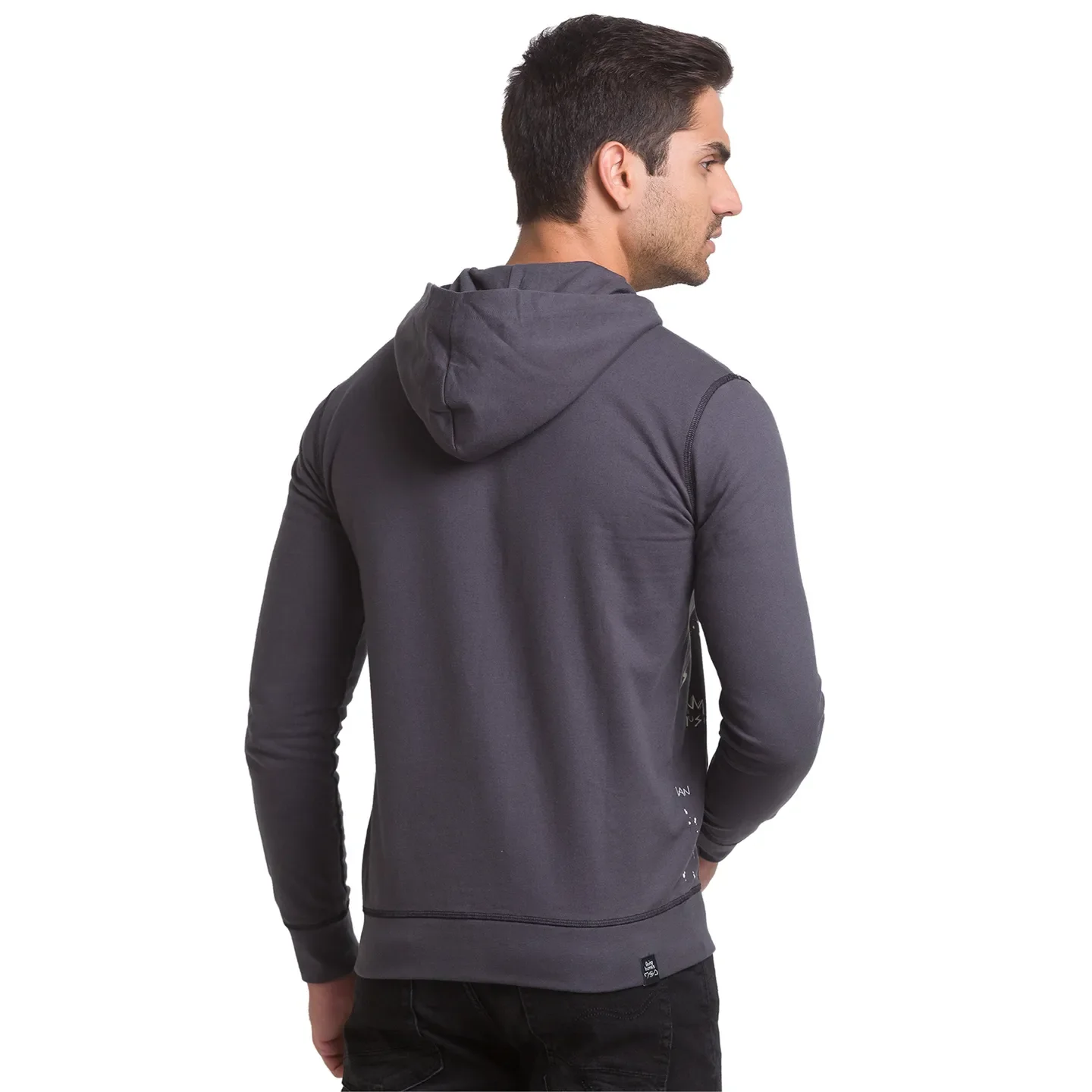 Grey Regular Fit Round Neck Men's Hoodie by Being Human Clothing - Image 3
