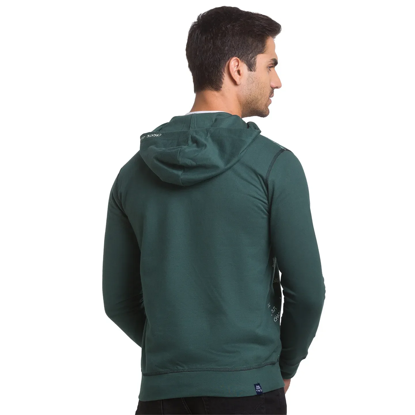 Forest Green Regular Fit Round Neck Men's Hoodie by Being Human Clothing - Image 3