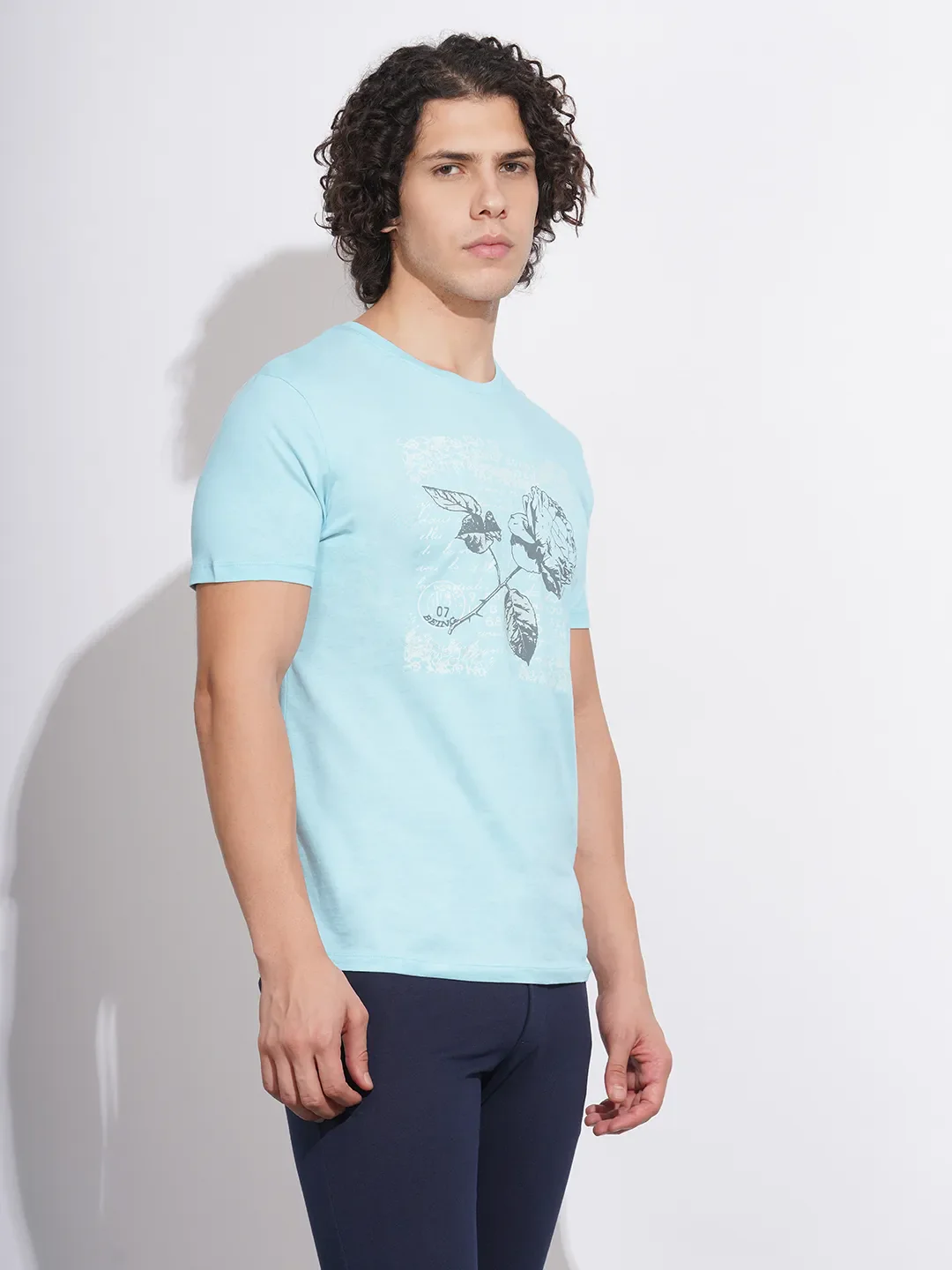Blue Regular Fit Men's Short Sleeves T-Shirt by Being Human Clothing - Image 2