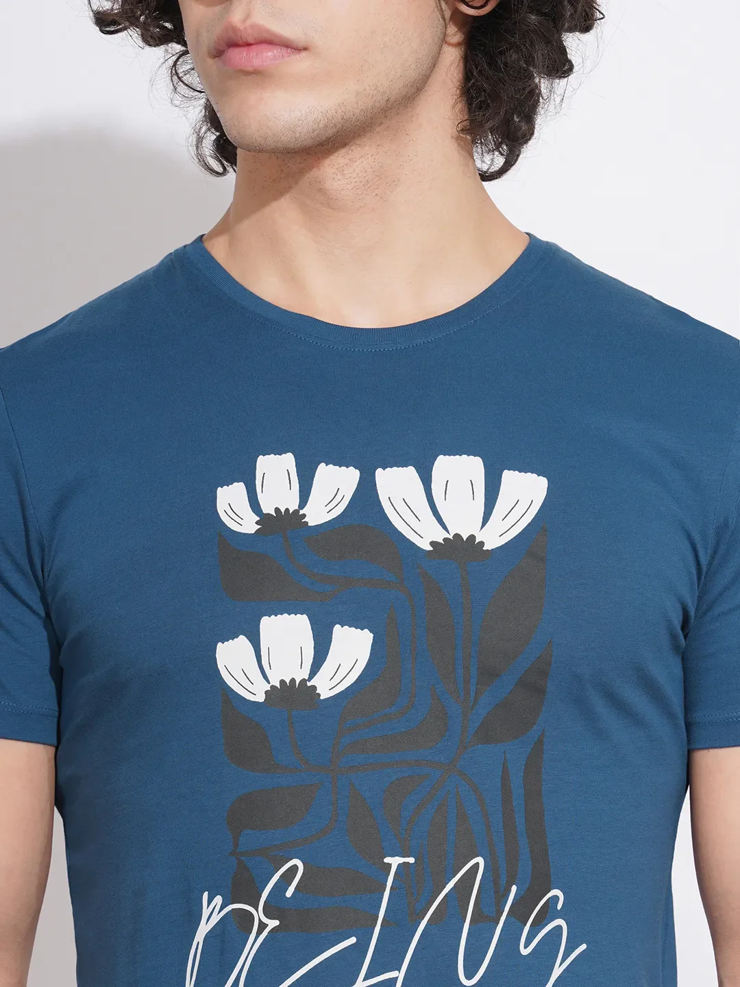 Navy Regular Fit Men's T-Shirt by Being Human Clothing - Image 5