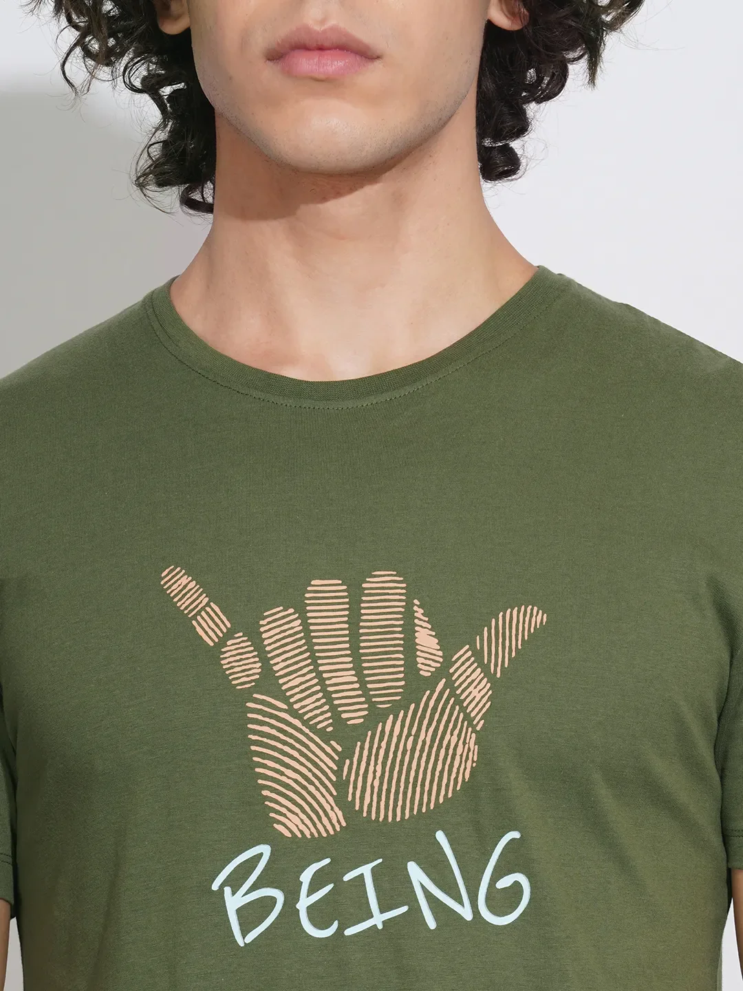 Green Regular Fit Men's T-Shirt by Being Human Clothing - Image 5