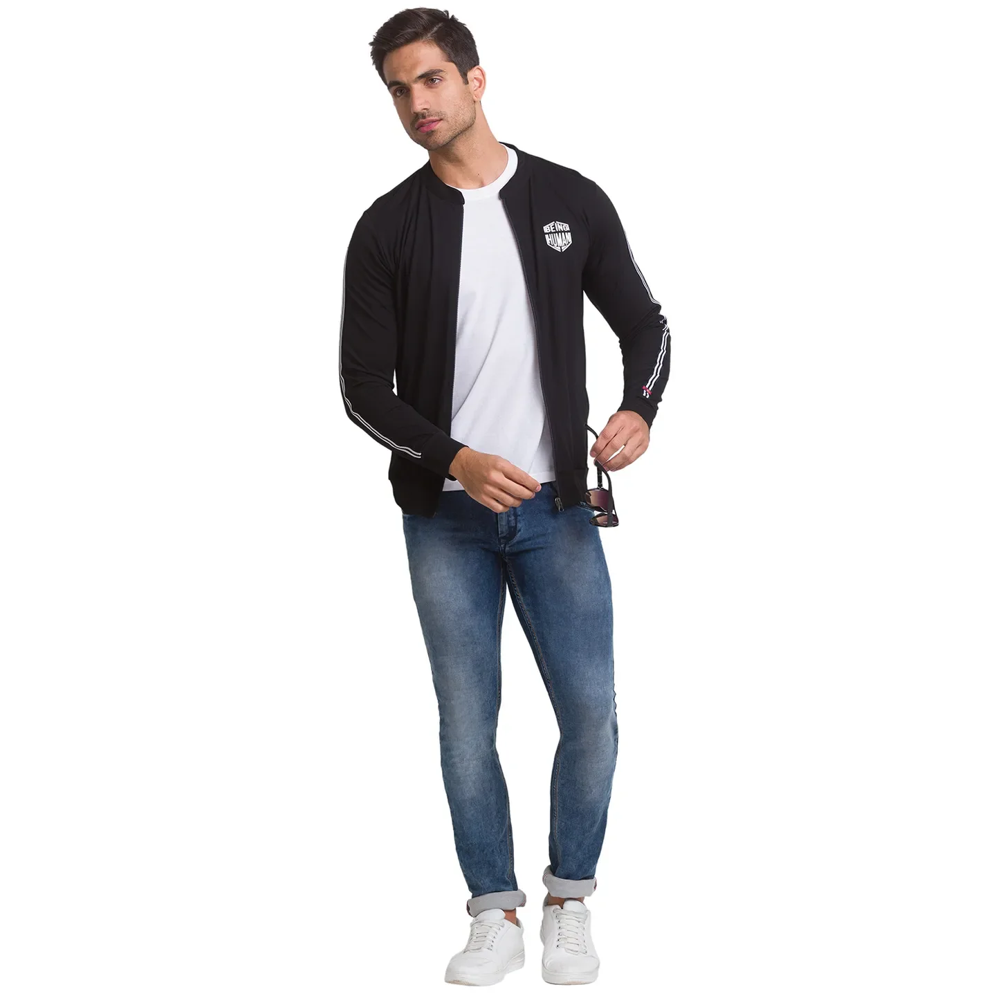 Black Regular Fit Round Neck Long Sleeves Rayon Men's Sweatshirt by Being Human Clothing - Image 2