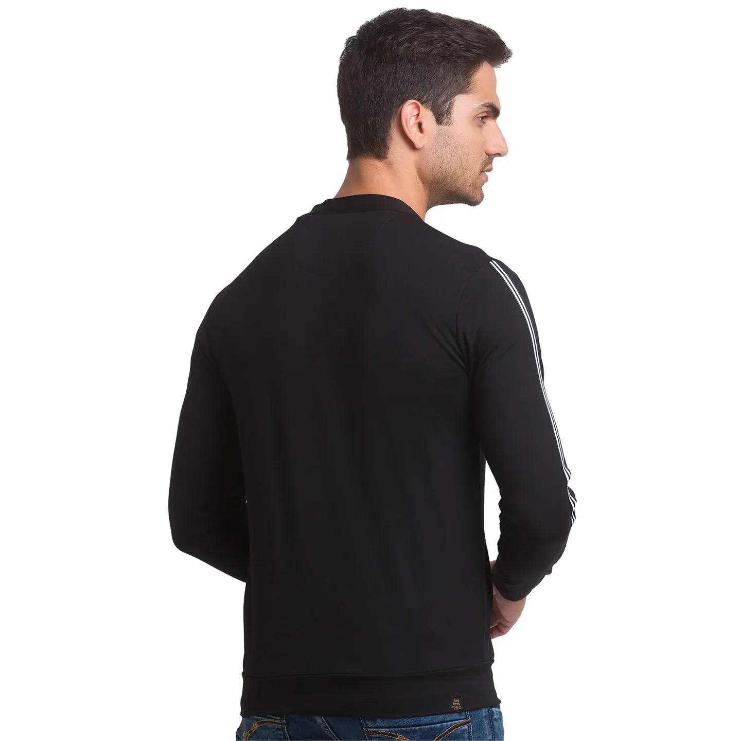 Black Regular Fit Round Neck Long Sleeves Rayon Men's Sweatshirt by Being Human Clothing - Image 3
