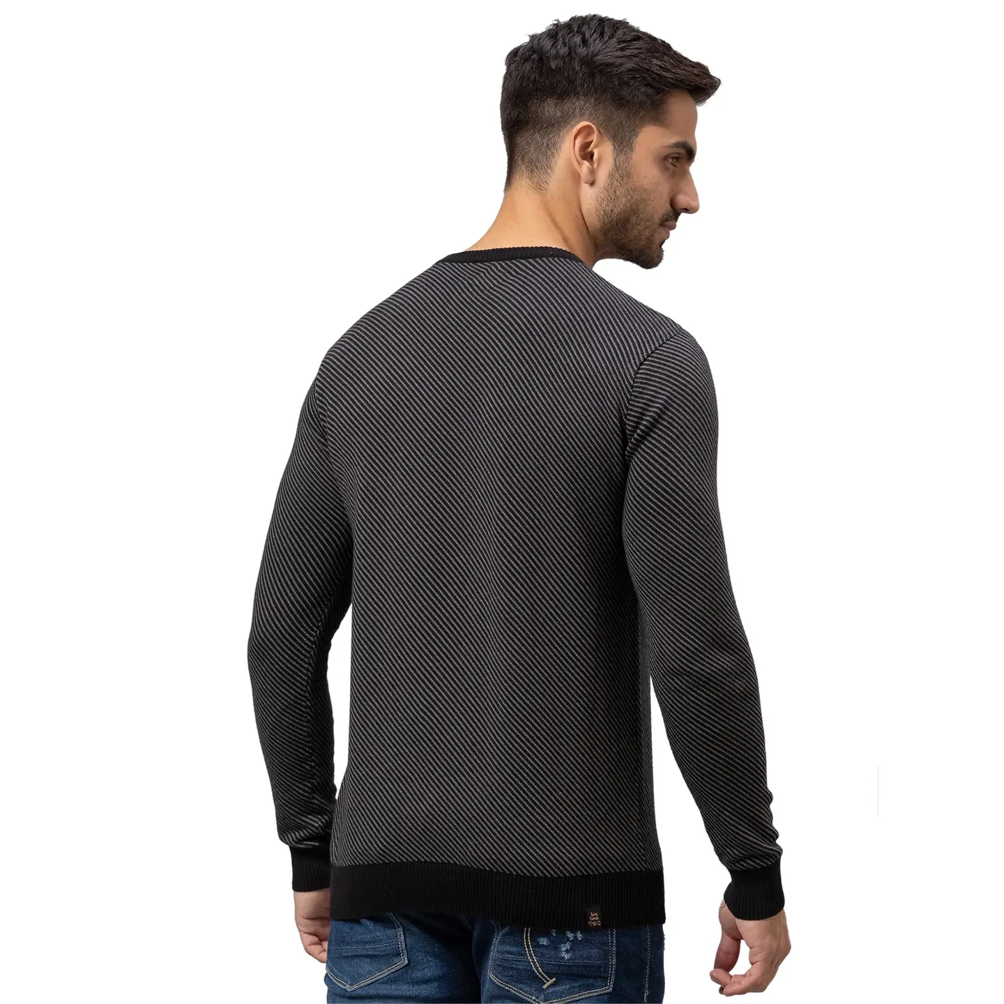 Black Regular Fit Round Neck Long Sleeves Cotton Men's Sweatshirt by Being Human Clothing - Image 3