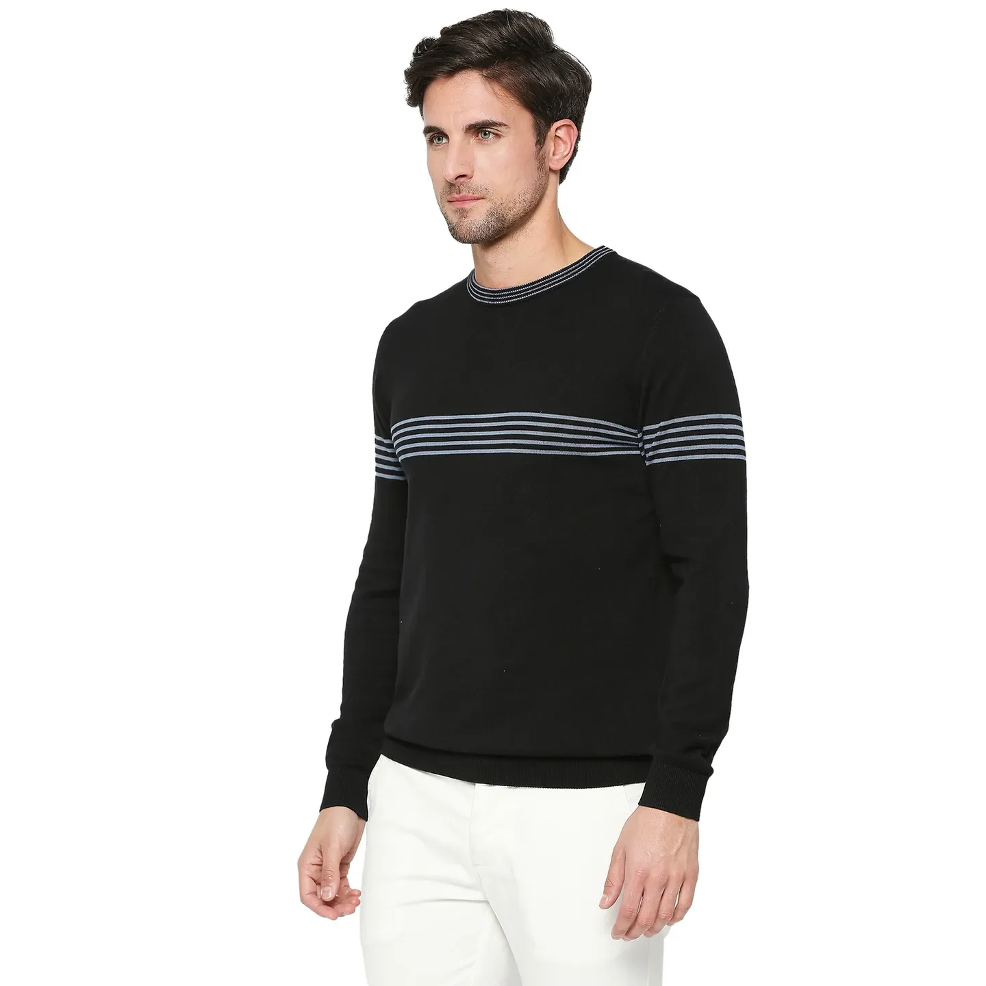 Black Regular Fit Round Neck Long Sleeves Men's Sweatshirt by Being Human Clothing - Image 2