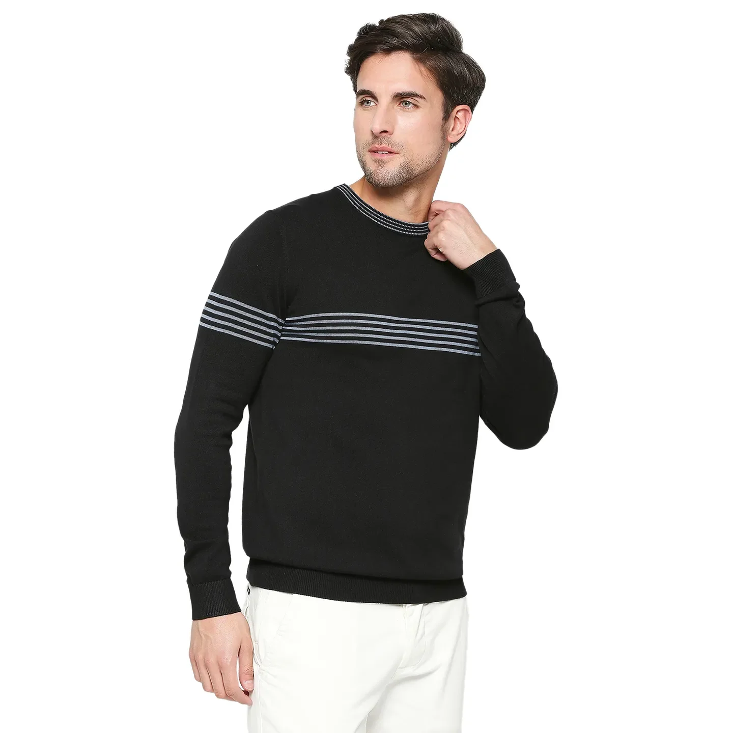 Black Regular Fit Round Neck Long Sleeves Men's Sweatshirt by Being Human Clothing - Image 3