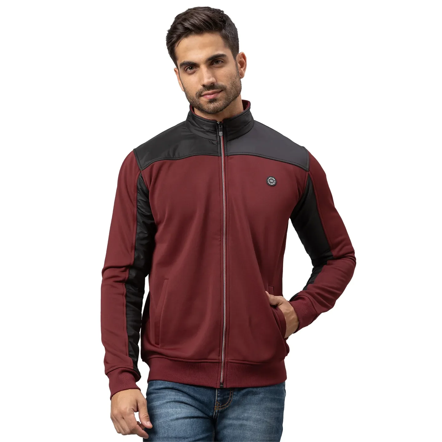 Red Regular Fit Round Neck Long Sleeves Cotton Men's Sweatshirt by Being Human Clothing