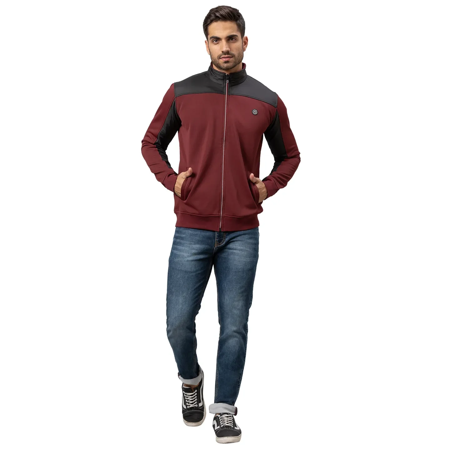 Red Regular Fit Round Neck Long Sleeves Cotton Men's Sweatshirt by Being Human Clothing - Image 2