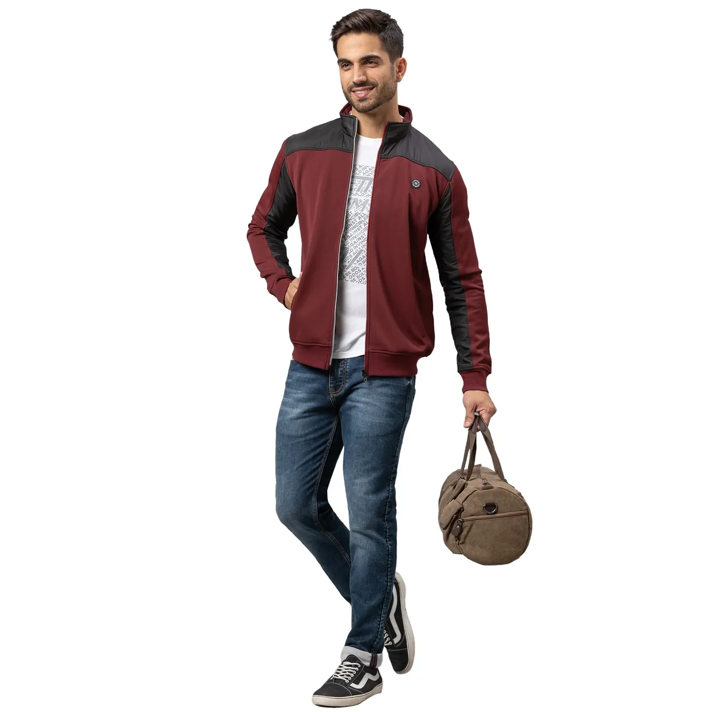 Red Regular Fit Round Neck Long Sleeves Cotton Men's Sweatshirt by Being Human Clothing - Image 6