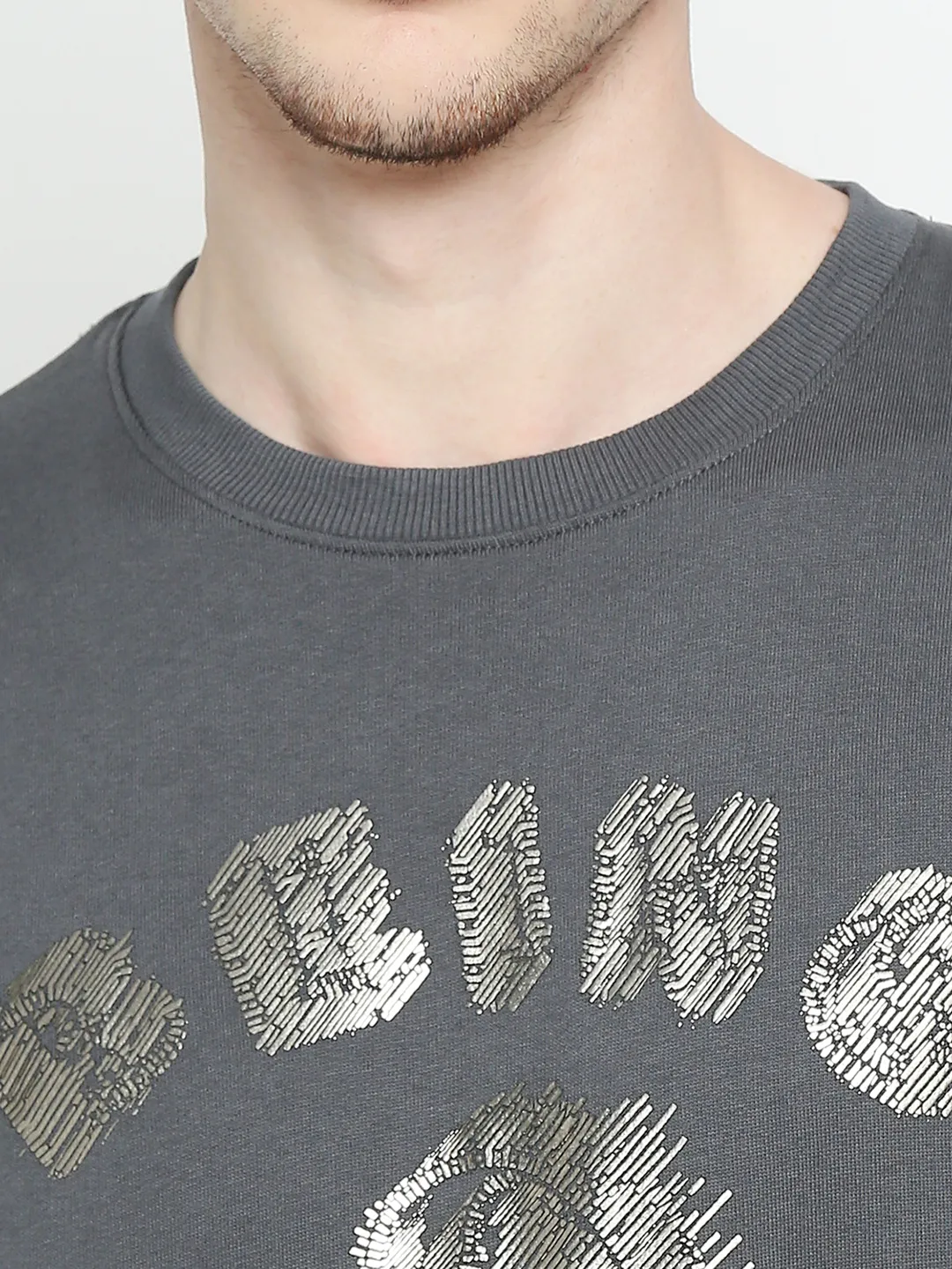 Grey Regular Fit Men's Sweatshirt by Being Human Clothing - Image 5