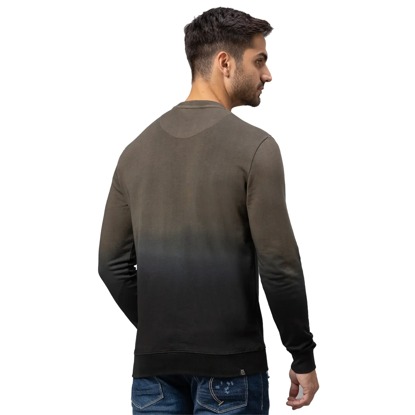 Olive Regular Fit Round Neck Long Sleeves Cotton Men's Sweatshirt by Being Human Clothing - Image 3