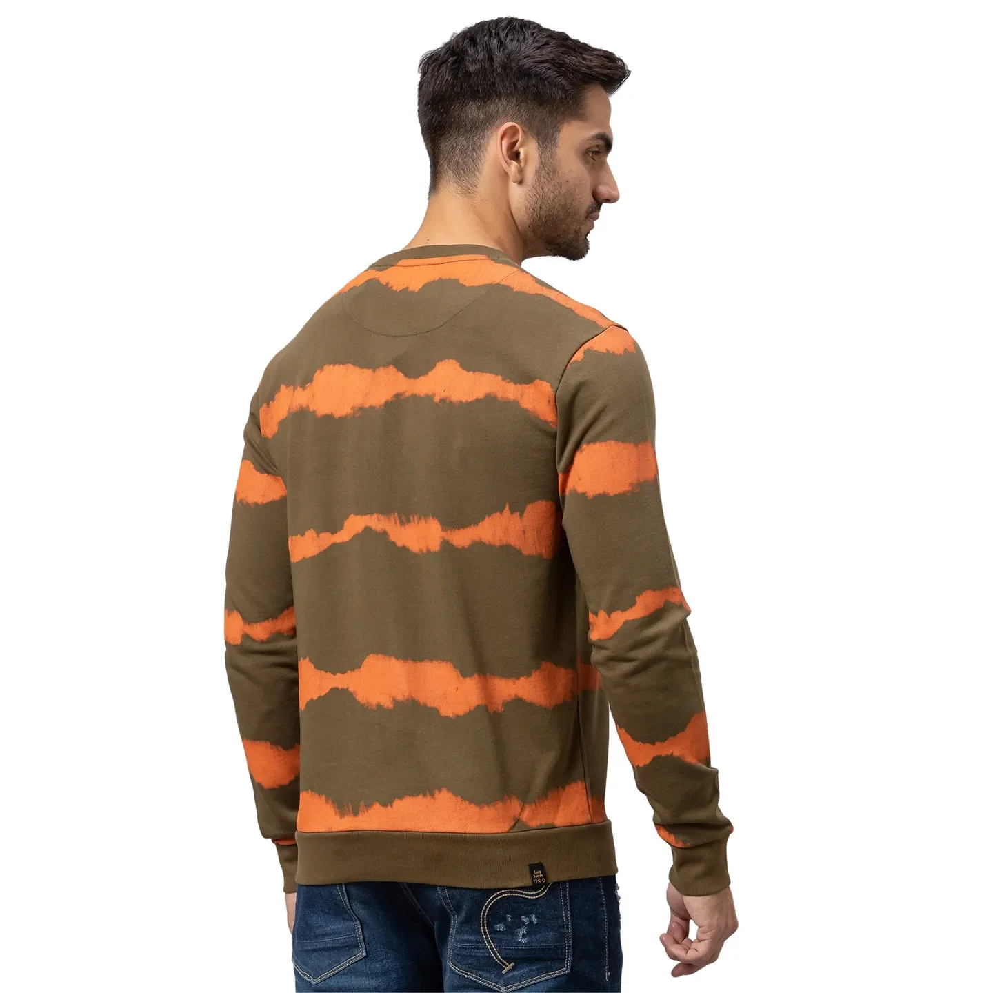 Olive Regular Fit Round Neck Long Sleeves Cotton Men's Sweatshirt by Being Human Clothing - Image 3