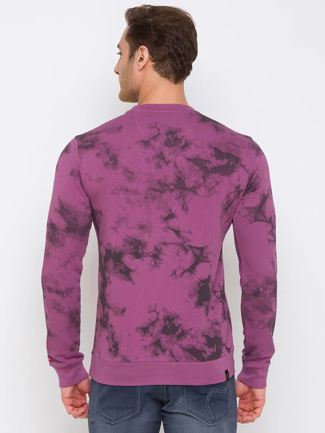 Purple Regular Fit Round Neck Long Sleeves Cotton Men's Sweatshirt by Being Human Clothing - Image 3