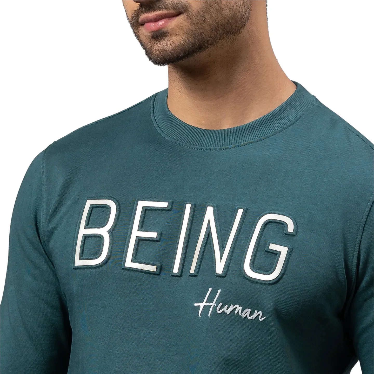 Forest Green Regular Fit Men's Sweatshirt by Being Human Clothing - Image 5