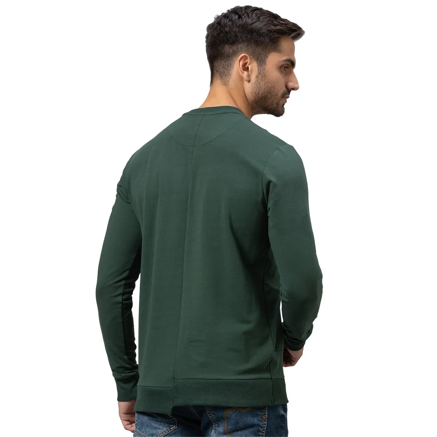 Forest Green Regular Fit Round Neck Men's Sweatshirt by Being Human Clothing - Image 3