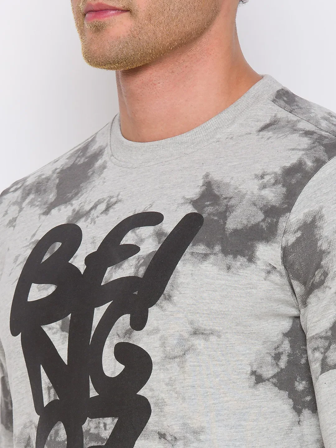Grey Regular Fit Round Neck Long Sleeves Cotton Men's Sweatshirt by Being Human Clothing - Image 5