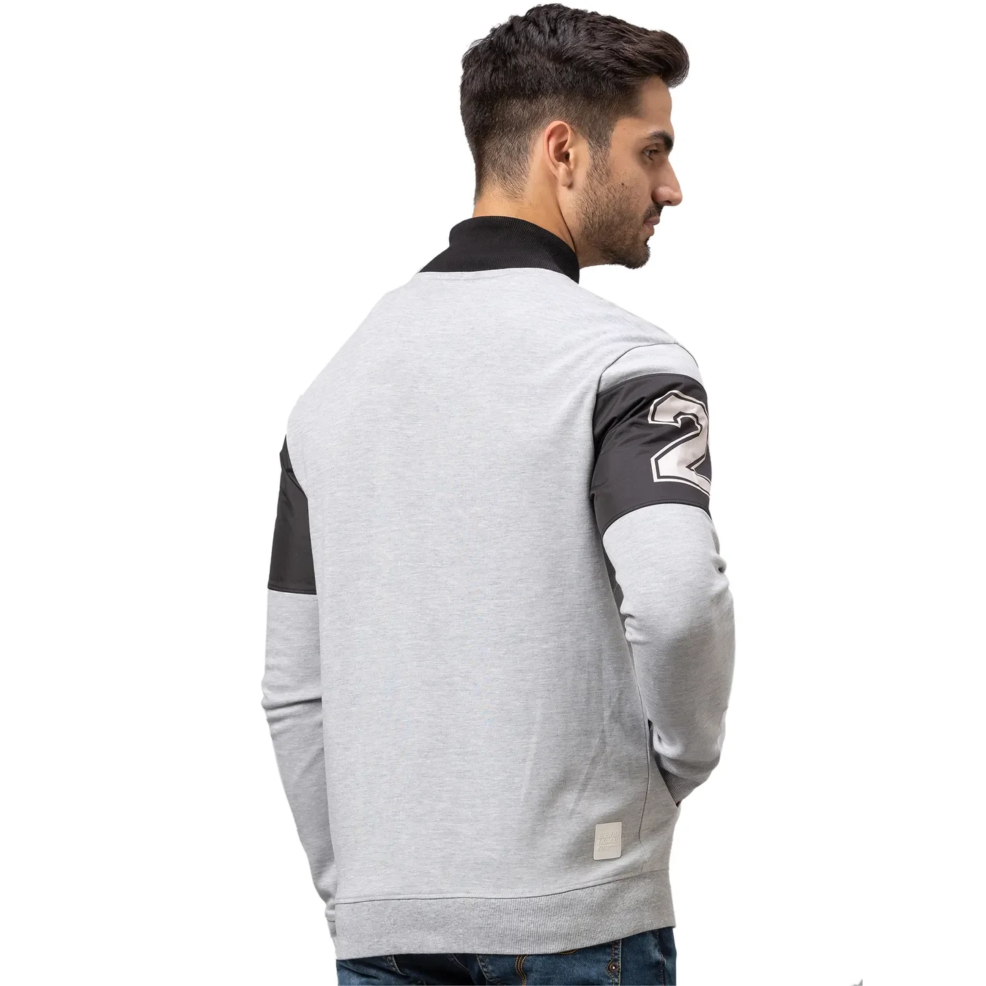 Grey Regular Fit Round Neck Long Sleeves Cotton Men's Sweatshirt by Being Human Clothing - Image 3