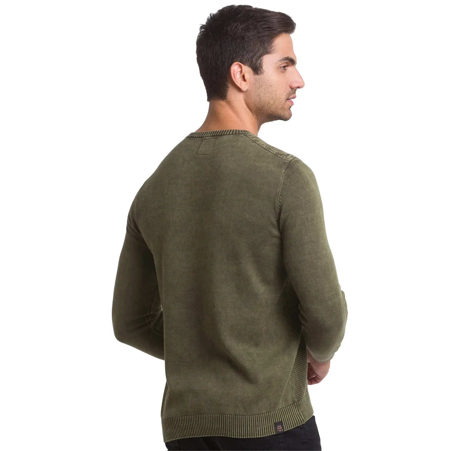 Olive Regular Fit Round Neck Long Sleeves Cotton Men's Sweatshirt by Being Human Clothing - Image 3