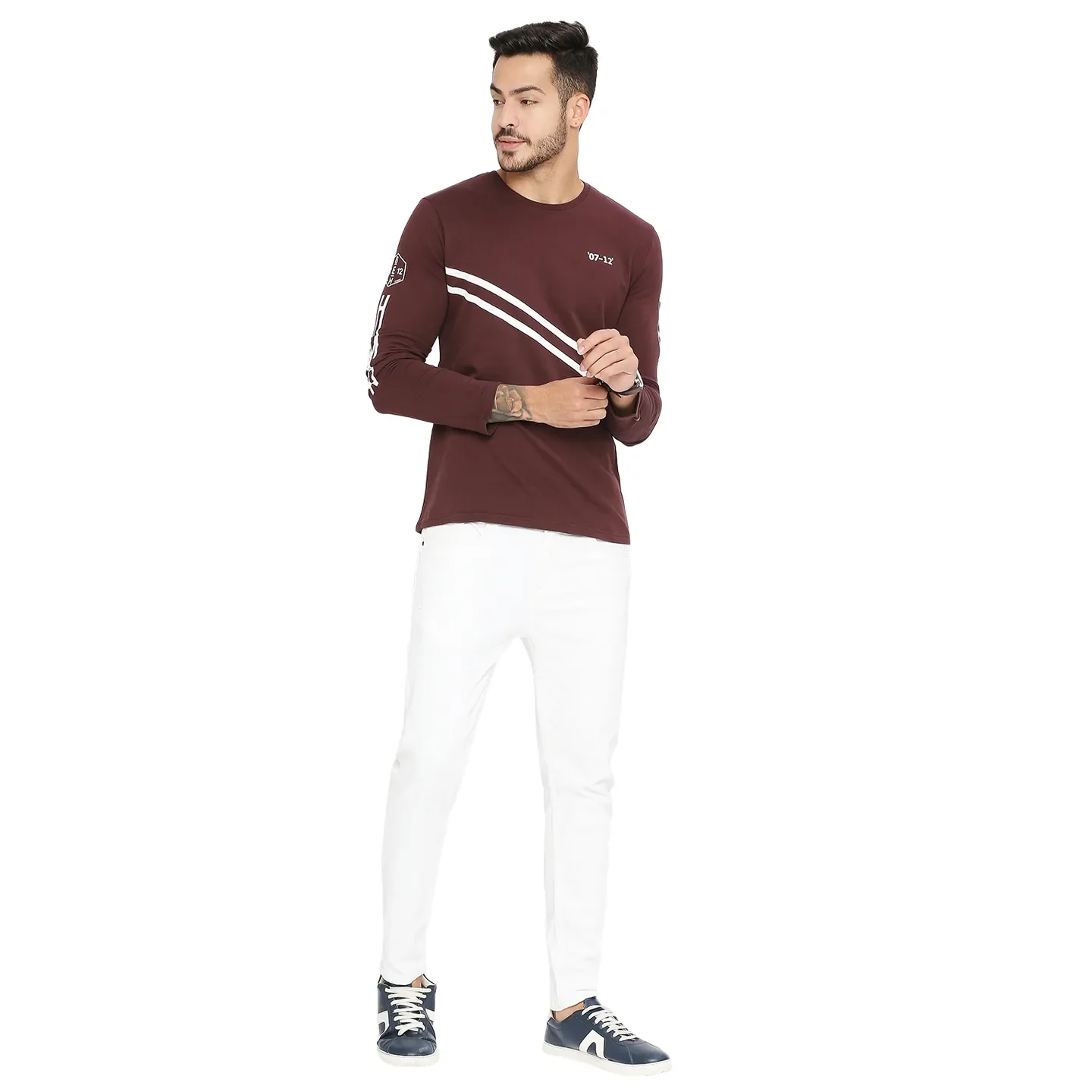 Red Regular Fit Round Neck Long Sleeves Cotton Men's Sweatshirt by Being Human Clothing - Image 6
