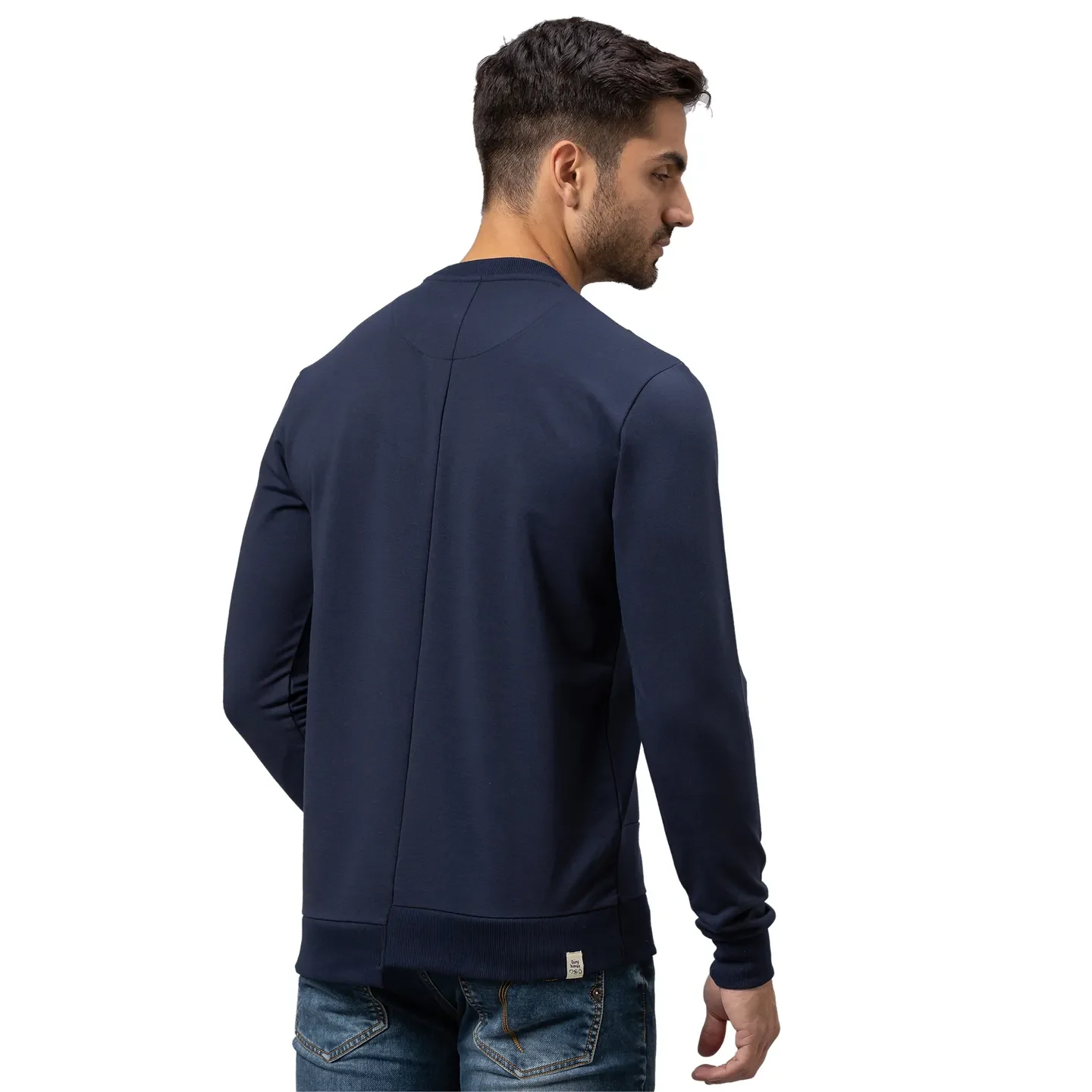 Navy Regular Fit Round Neck Men's Sweatshirt by Being Human Clothing - Image 3