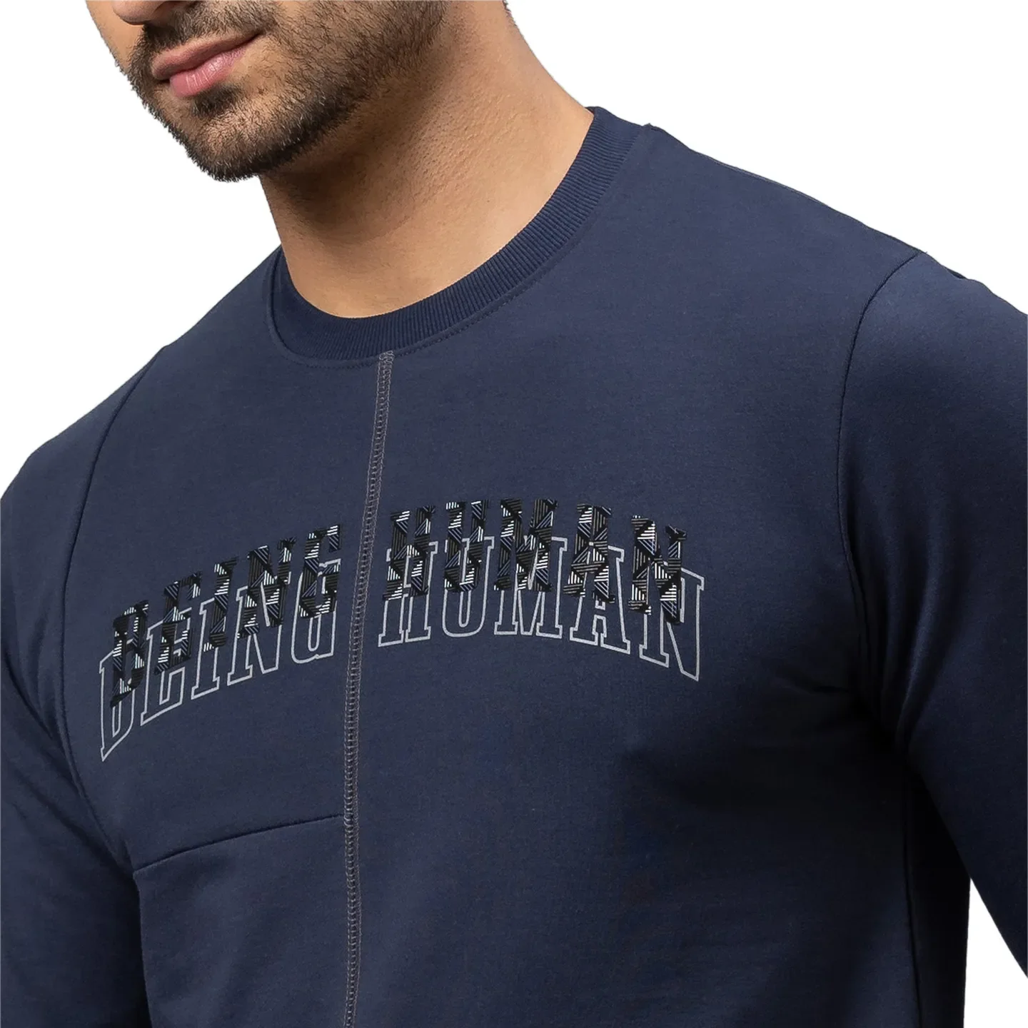 Navy Regular Fit Round Neck Men's Sweatshirt by Being Human Clothing - Image 5