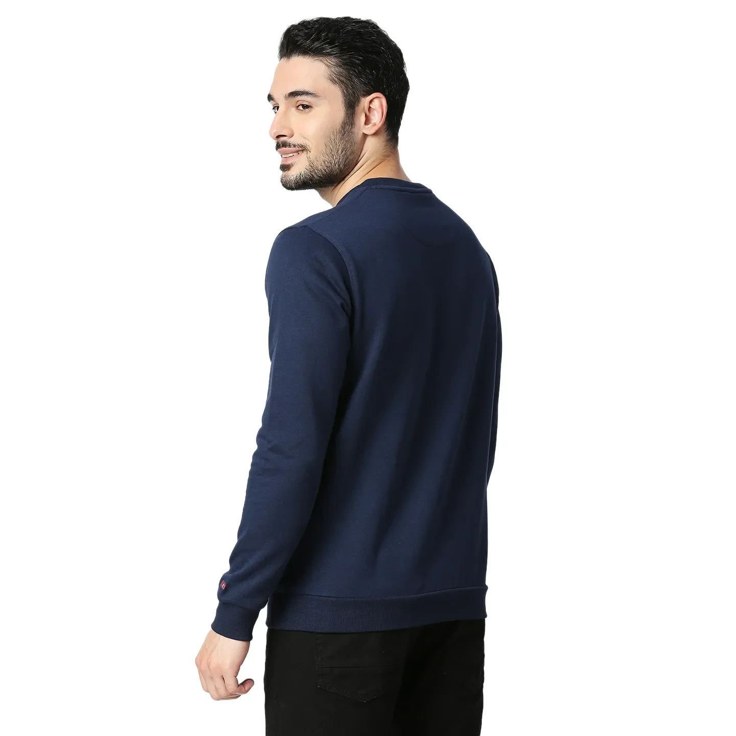 Blue Regular Fit Round Neck Long Sleeves Cotton Men's Sweatshirt by Being Human Clothing - Image 3