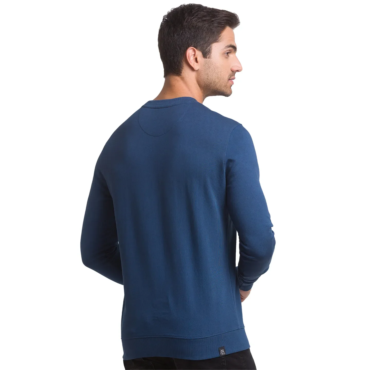 Blue Regular Fit Round Neck Long Sleeves Cotton Men's Sweatshirt by Being Human Clothing - Image 4