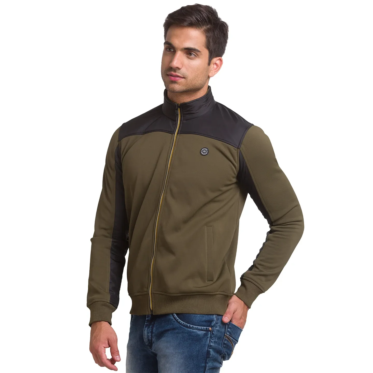 Olive Regular Fit Round Neck Long Sleeves Cotton Men's Sweatshirt by Being Human Clothing - Image 2